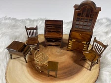 Pre-Owned Vintage CONCORD Museum Miniature 7Pc. Set Doll House Furniture Wood