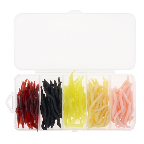 100pcs Soft Maggot Grub Fishing Bait Maggots + 150 pcs Earthworm Red Worm Lures - Picture 4 of 12