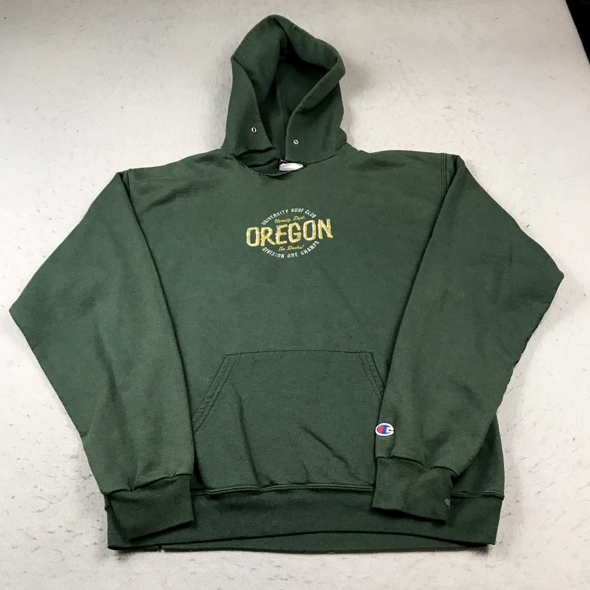 Oregon Ducks Hoodie Mens Medium Green Champion Sweatshirt Surf