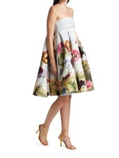 $5490 NEW Oscar de la Renta Strapless Floral Fit Flare Dress Ivory Pansy 4 6