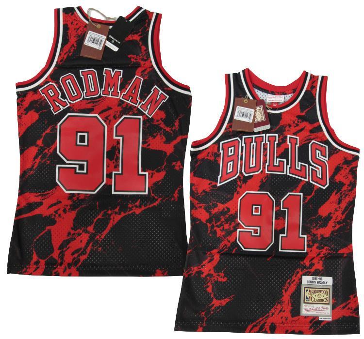 1997-98 Dennis Rodman #91 Bulls Mens Mitchell & Ness Marble
