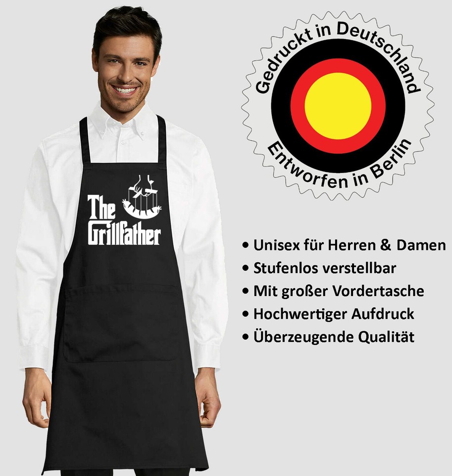 Personalisierte Schürze Mit Druck – Kurze Unisex-Küchenschürze Mit Taschen, Für Grillen & DIY