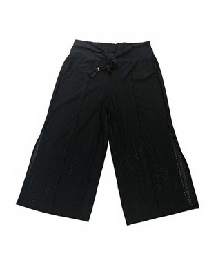 schwarze transparente Häkel Strand Urlaub Festival weites Bein Baggy Sommer Hose 18