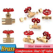 Brass Straight / Elbow Shut Off Valve Double Compression Fittings Female / Male