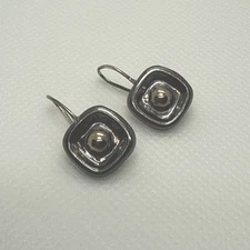 Silpada Sterling Silver Square Brass Dot Dangle Earrings W0326