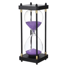 Large Decorative Sand Timer, 60 Min Modern Wooden Hour Glass, Purple(Style 1)