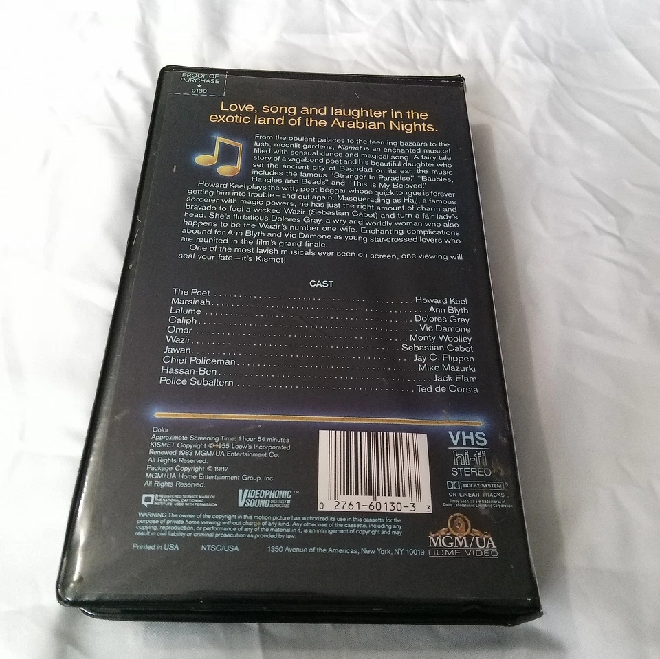 Kismet (VHS, 1987) MGM/UA Musicals Great Musicals Howard Keel Ann Blyth - Image 2 of 4