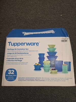 Tupperware Heritage Collection 32 Piece Food Storage Set - BLUE OPEN BOX