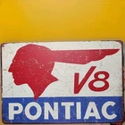 Pontiac V8 Car Dealer Service Parts Garage Retro Vintage Style Metal Tin Sign