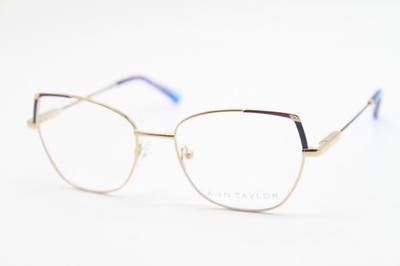 NEW ANN TAYLOR AT110 C01 GOLD BLUE AUTHENTIC EYEGLASSES 52-17