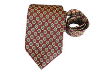 BURBERRYY'S MEN'S TIE BURGUNDY/GEOMETRIC WIDTH: 3.75" LENGTH: 55"