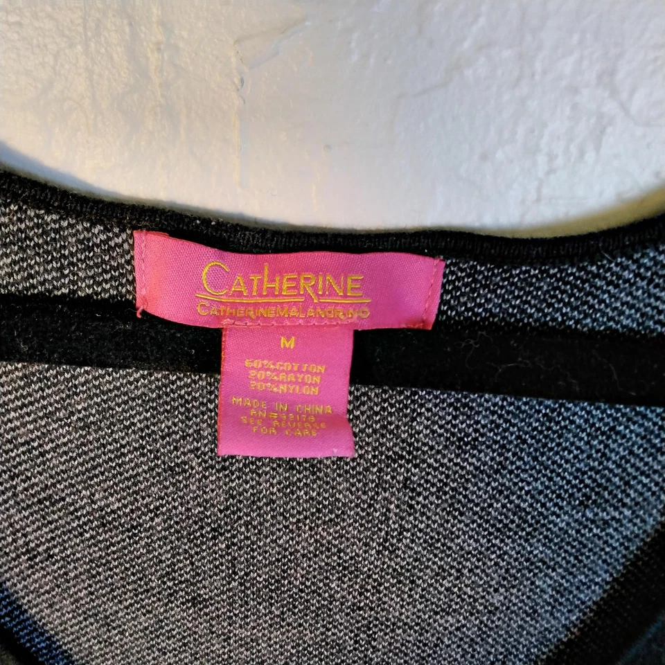 Vestido largo Catherine Malandrino para mujer mediano negro gris a rayas tejido sin mangas Foto 4 de 4