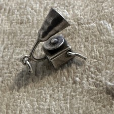 Vintage Sterling Silver MOVABLE GRAMOPHONE Ch...