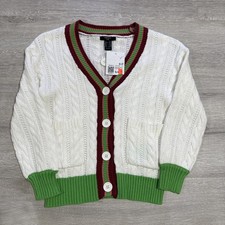 Forever 21 Kids Sweater Cardigan White Multi Button Front Cable Knit Size 5/6