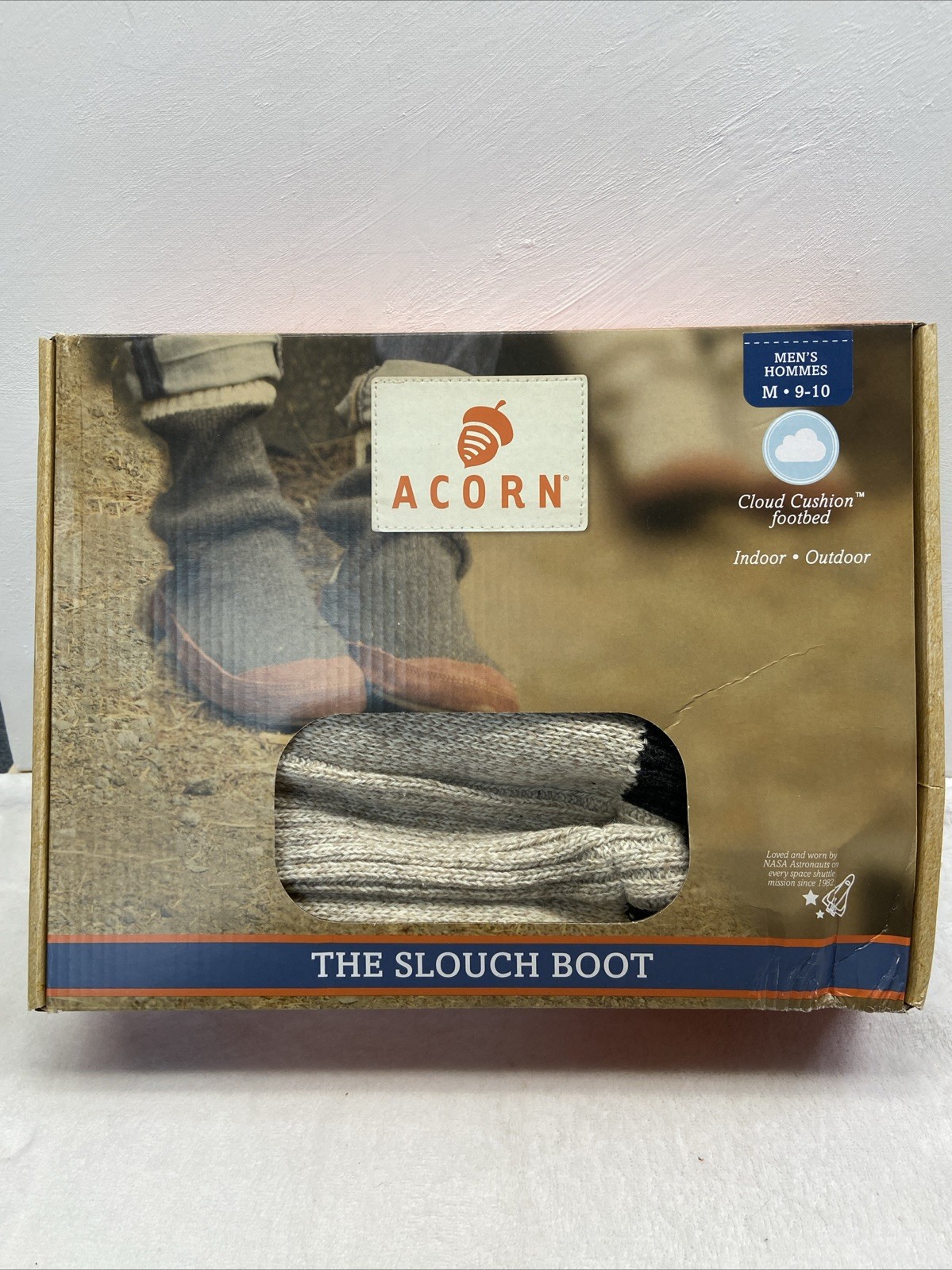 SAOLA Ghianda Ciabatta Maglione Calzini Suola in Pelle Taglia Uomo 9 10 Avena