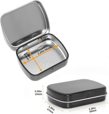 9 Pack Metal Rectangular Hinged Tin Boxes with Lid,2.4X1.8X0.6 Inch, Containe...