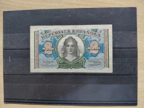 SPAIN 2 PESETA BANKNOTE YEAR 1938 FOLDING SIGN