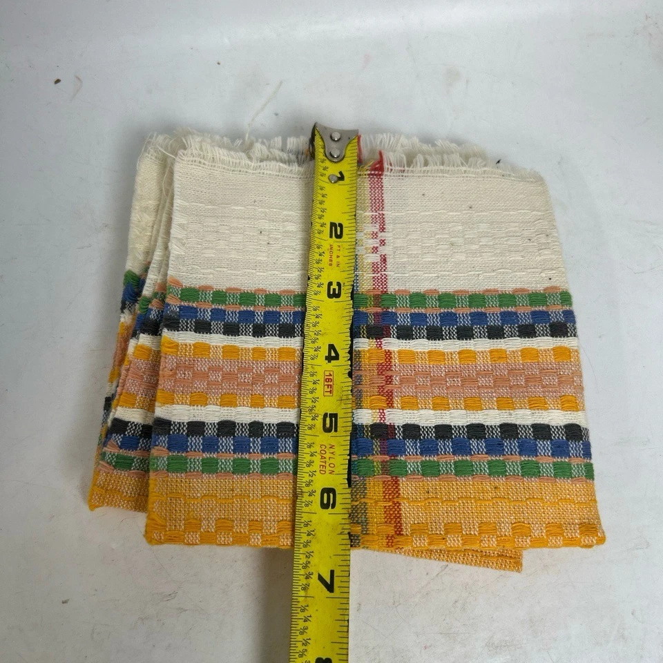 MayaTextiles Textile 7 Inches Multicolor Plaid Fringed Handwoven Boho Rustic - Image 3 of 4