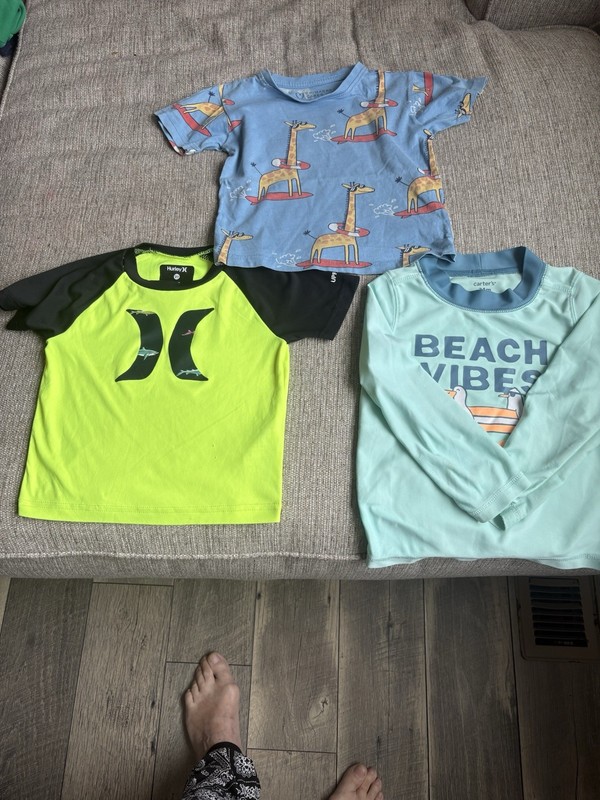 Hurley Carter's Swim Shirt Lot 2T 24m Graphic Print Beach Animal Theme 3 Pc