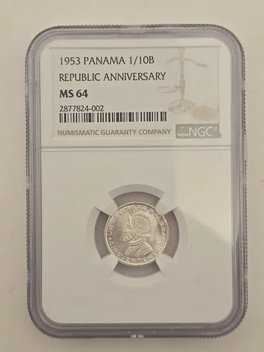 1953 PANAMA 1/10B REPUBLIC ANNIVERSARY NGC MS64