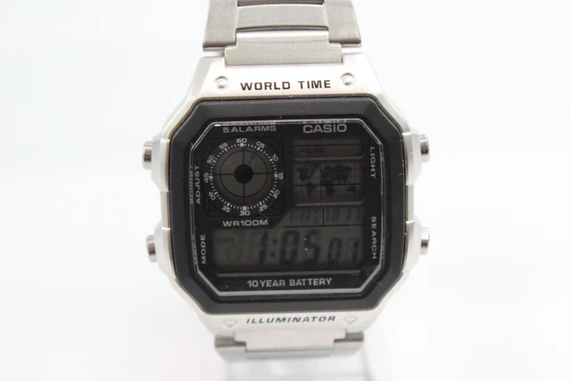 10 Casio Royale World Time Watch AE-1200WH Digital Working