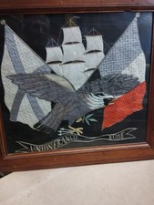 Union Franco Russe Belle Broderie Commémorative En Soie