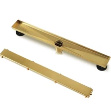 Neodrain 40-inch Gold Linear Shower Drain 2-in-1 Flat & Tile Insert Cover