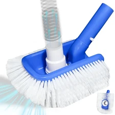 Pool Brush Head with Pool Vacuum Head for Inground & Above Ground Pools, Roun...