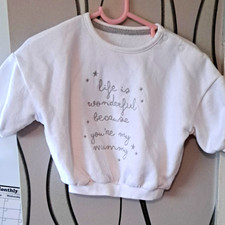 George White Slogan Crew Neck Cotton Fleece Long Sleeve Sweatshirt 0-3M