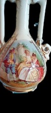 Antico vaso Ewer miniatura Dresda Helena Wolfsohn coppia corteggiamento tedesco 3"