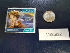 Amelia Earhart American aviator Lockheed Model 10 Electra Maldives Stamp (b)
