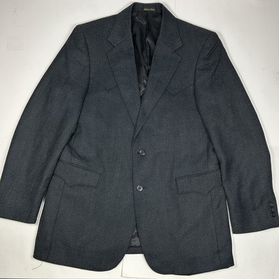 Vtg Circle S Dallas Texas Western Blazer Men Sz 42L Gray/Black Tweed Wool Blend