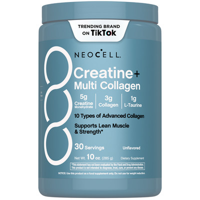Creatine + Multi Collagen Powder | 10 Ounces | 10 Types of Collagen | by NeoCell