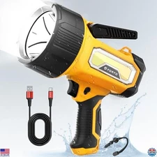 FORTO 200000 Lumens Rechargeable Handheld Spotlight - 6 Modes, IPX7 Waterproof