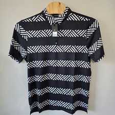 Bad Birdie Echo Mens Golf Polo Shirt Black White Geometric BBP001-008 XL NWT