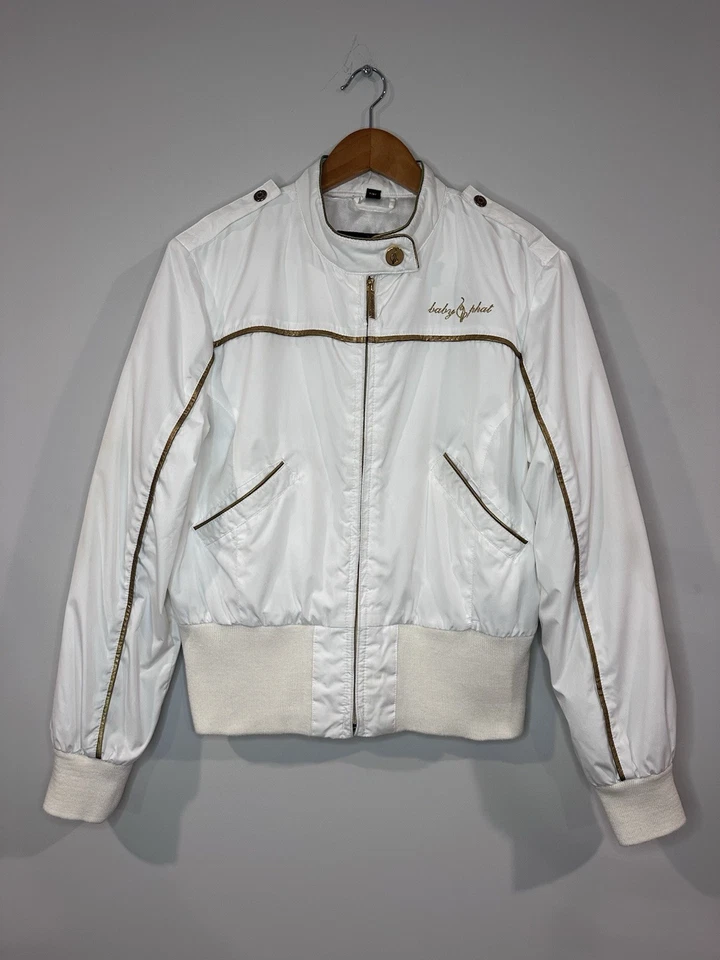 BABY PHAT BOMBER JACKET Vintage Y2K Women’s Large Sequin Gold Accents Captain - Image 2 of 4