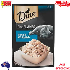 Dine Fine Flakes Adult Wet Cat Food Tuna & Whitefish 35g Pouches, 12 Pack