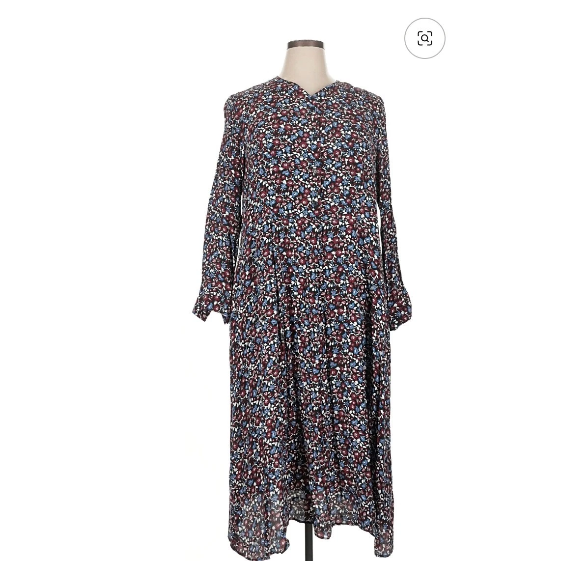 zara long sleeve floral midi dress ZARA WOMEN NWT FLORAL PRINTED ROUND NECK SATIN MIDI DRESS Sz XS_ 9194/675 Multi