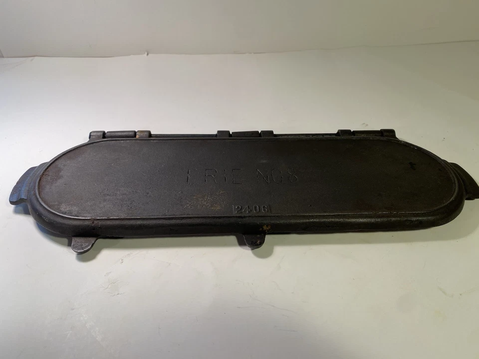 Pre Griswold 伊利编号 8铸铁翻盘烧烤盘2406,2408单折铰链 — 第 2/4 张图片