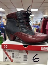 Reiker Lace Up Brogue Red/Navy Ankle Boots size UK 6/EU 39/US 8.
