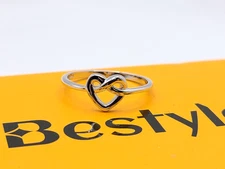Bestyle Sterling Silver Heart Ring Simple Celtic Knot Promise Ring size 8