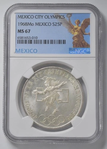 MS67 1968 MO Mexico 25 Peso Olympic NGC Silver *3383