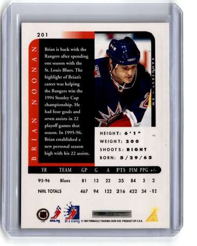 1996-97 Pinnacle Be a Player #201 Brian Noonan Autographs Silver AU - Picture 2 of 2