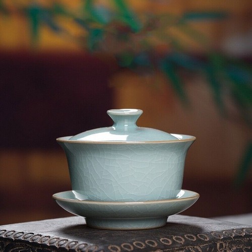True Longquan Seladon Porzellan Gaiwan Keramik Terrine Tasse Untertasse Deckel Einfarbig - Bild 24 von 29