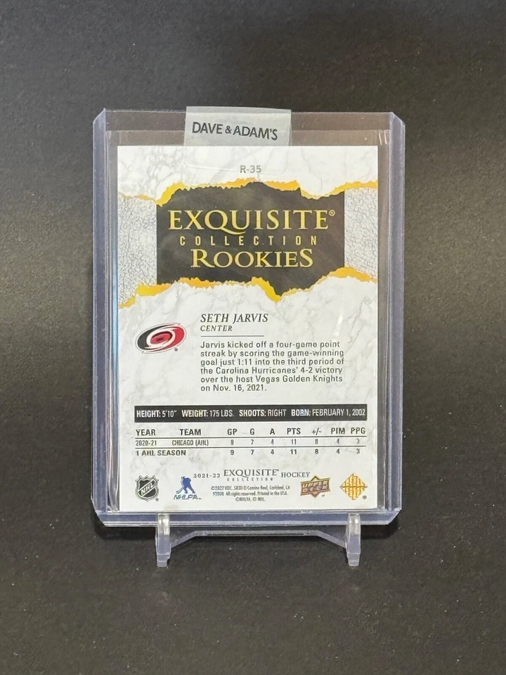 2021-22 Upper Deck Ice #R-35 Seth Jarvis Exquisite Collection Rookies Blue /99 - Image 2 of 2