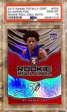 2017 POP 2 DE'AARON FOX RC AUTO PANINI ROOKIE ROLL CALL #FOX PSA 10 GEM MINT!!