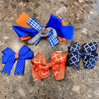 Gator Vibrant Blue and Orange Hair Bow Florida Gators Hair Bow, Blue and Orange, Football Hair Bow  main image 4