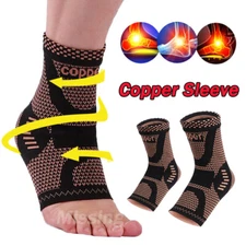 Copper Ankle Support Brace Compression Sleeve Plantar Fasciitis Foot Relief Pain