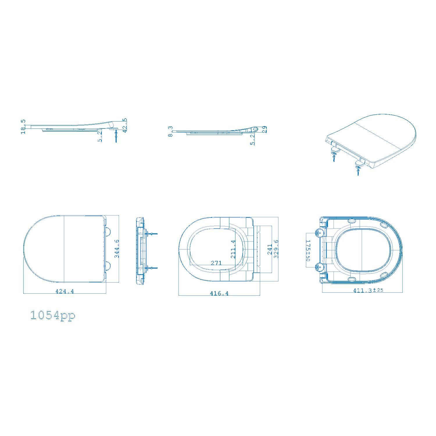 Comfort Height Rimless Back to Wall BTW Toilet Soft Close Seat Modern
