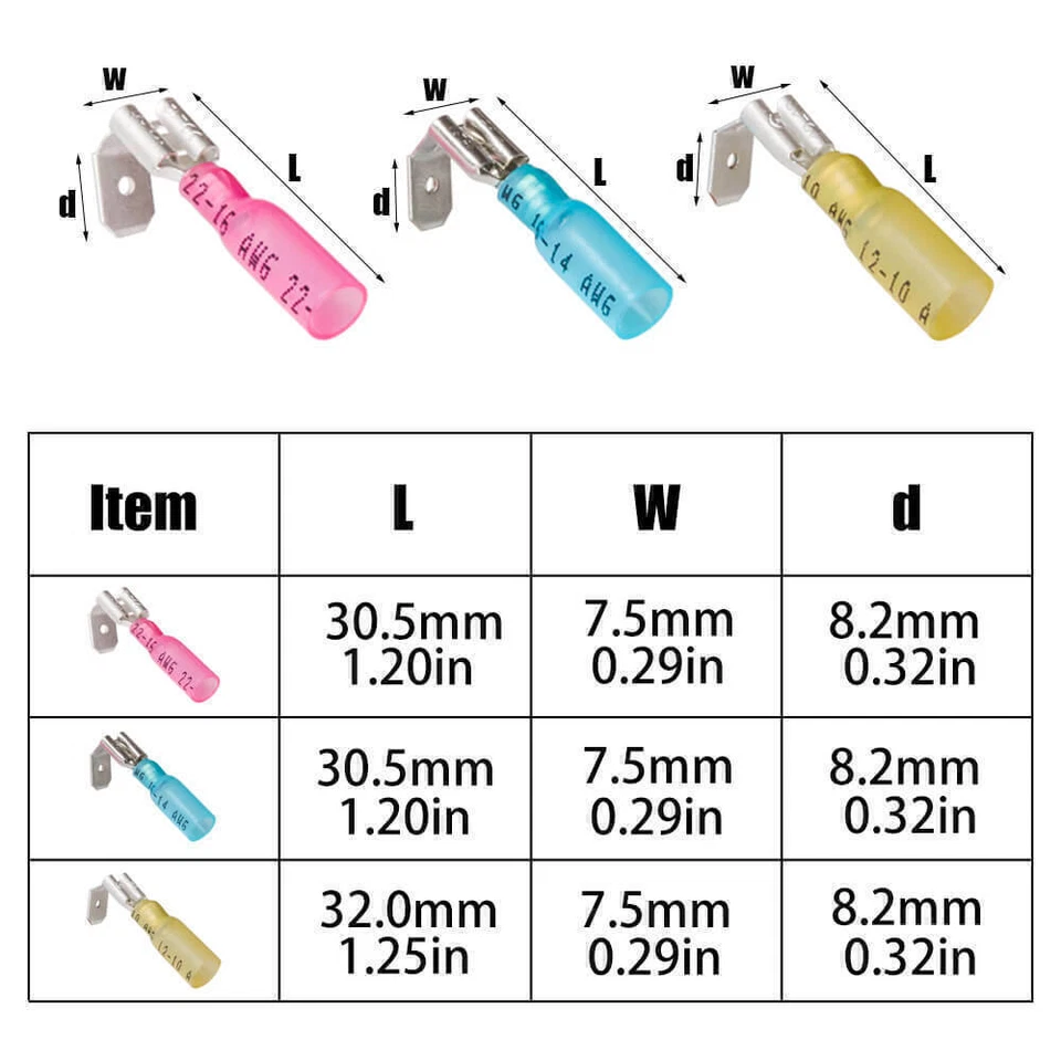 50/140PCS Piggyback Heat Shrink Quick Disconnect Terminal Wire Crimp Connectors - Image 2 of 4